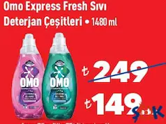 OMO EXPRESS FRESH SIVI DETERJAN ÇEŞİTLERİ 1480 ML